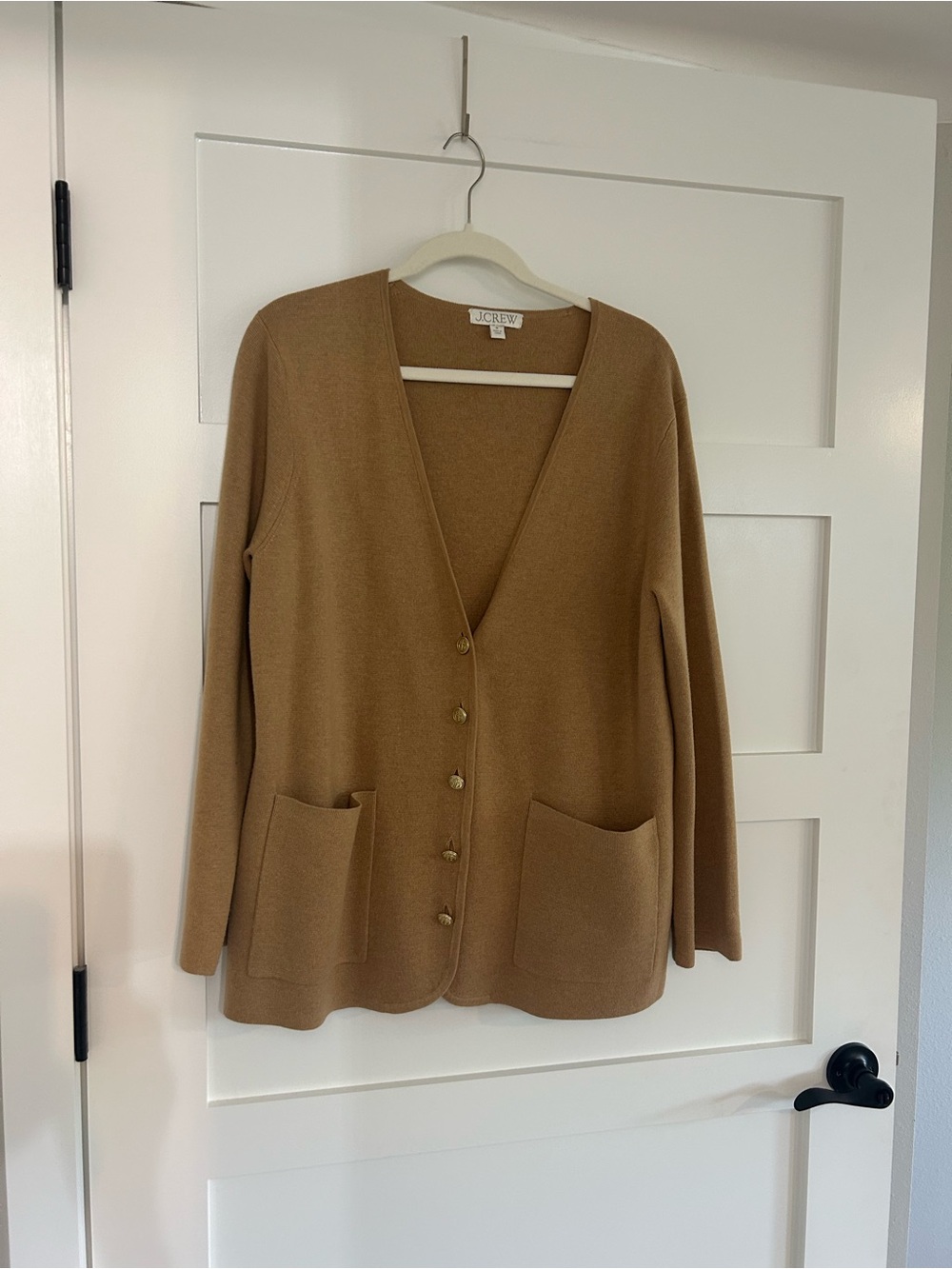 J. Crew Women's Camel V-Neck Button Cardigan Sweater Size M